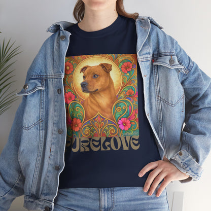 Staffy Tan Vintage Graphic T-Shirt – Unisex Cotton Tee for Dog Lovers