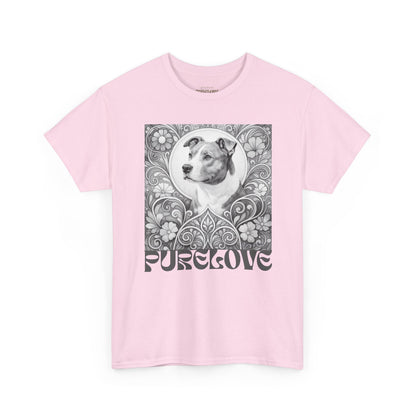 Staffy Grey & White Vintage Unisex Cotton Tee for Dog Lovers (Black & White T-Shirt)
