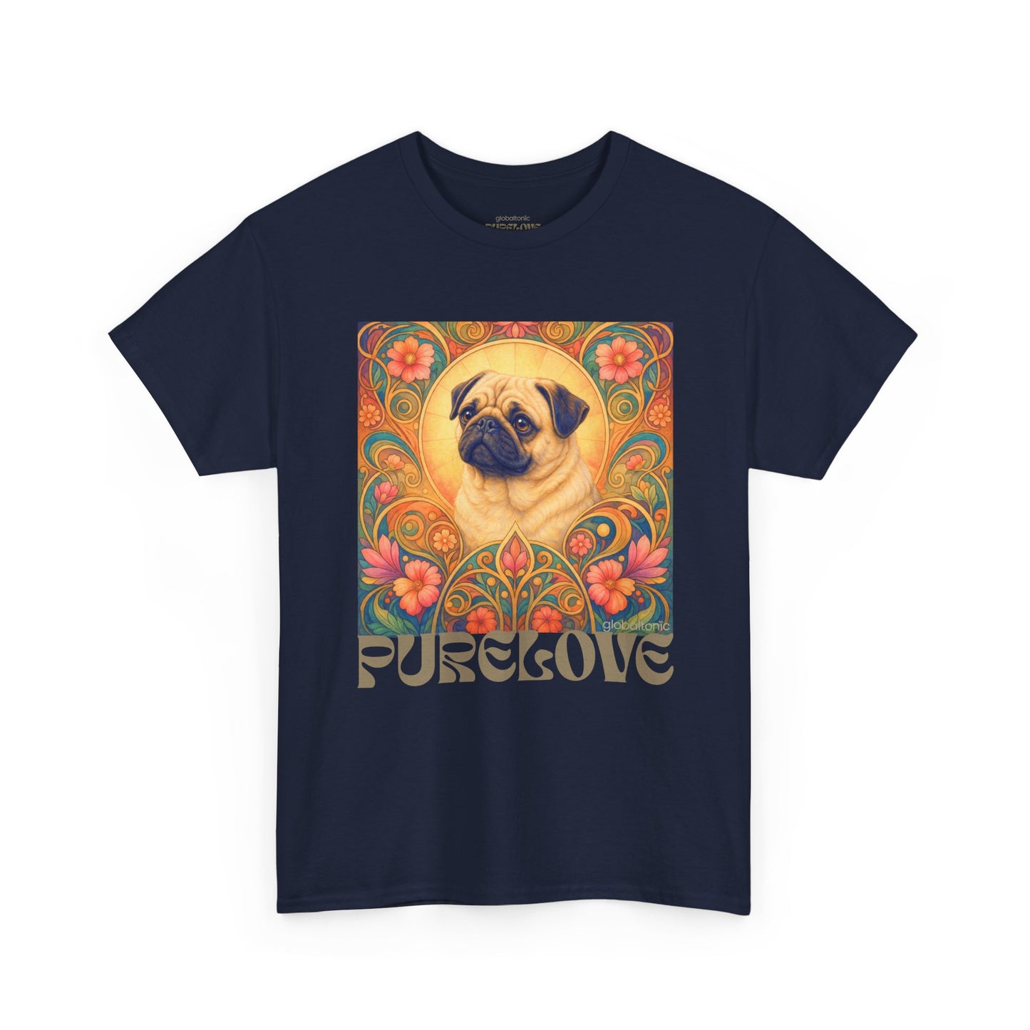 Pug Tan Vintage Graphic T-Shirt – Unisex Cotton Tee for Dog Lovers