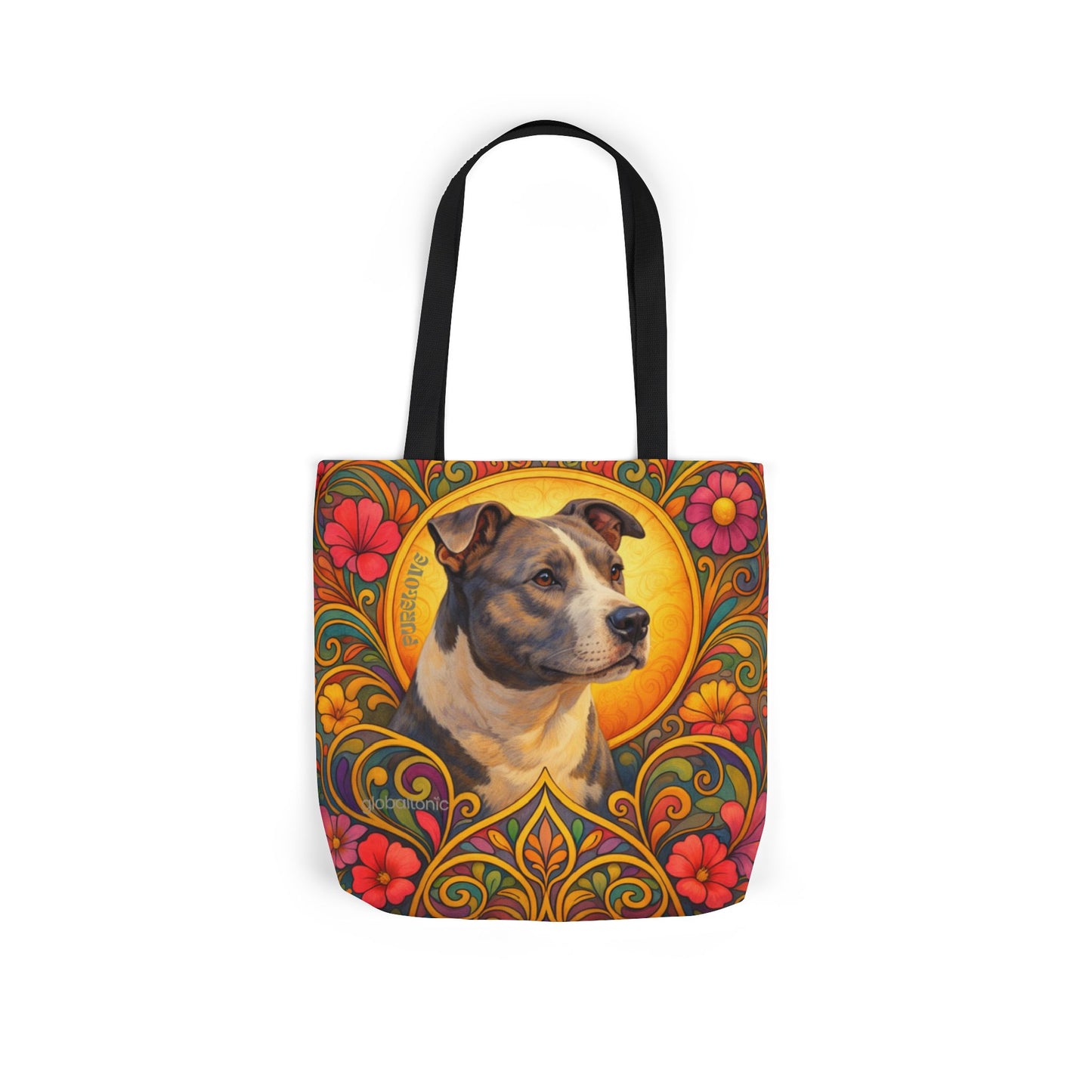 Staffy Grey & White All-Over Print Canvas Tote Bag – Colourful Artistic Dog Lover Gift