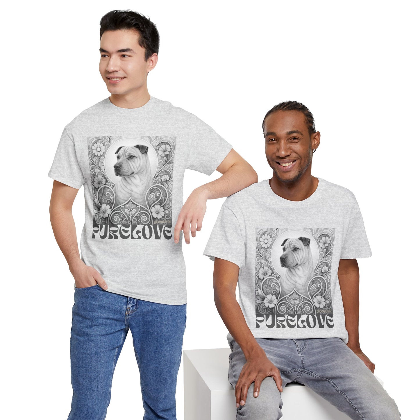 Shar Pei Vintage Graphic T-Shirt – Unisex Cotton Tee for Dog Lovers (Black & White)