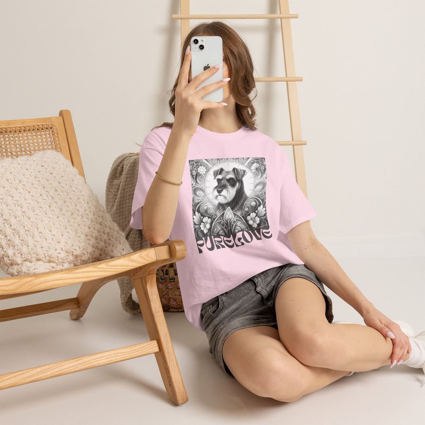 Schnauzer Vintage Unisex Cotton Tee for Dog Lovers (Black & White)