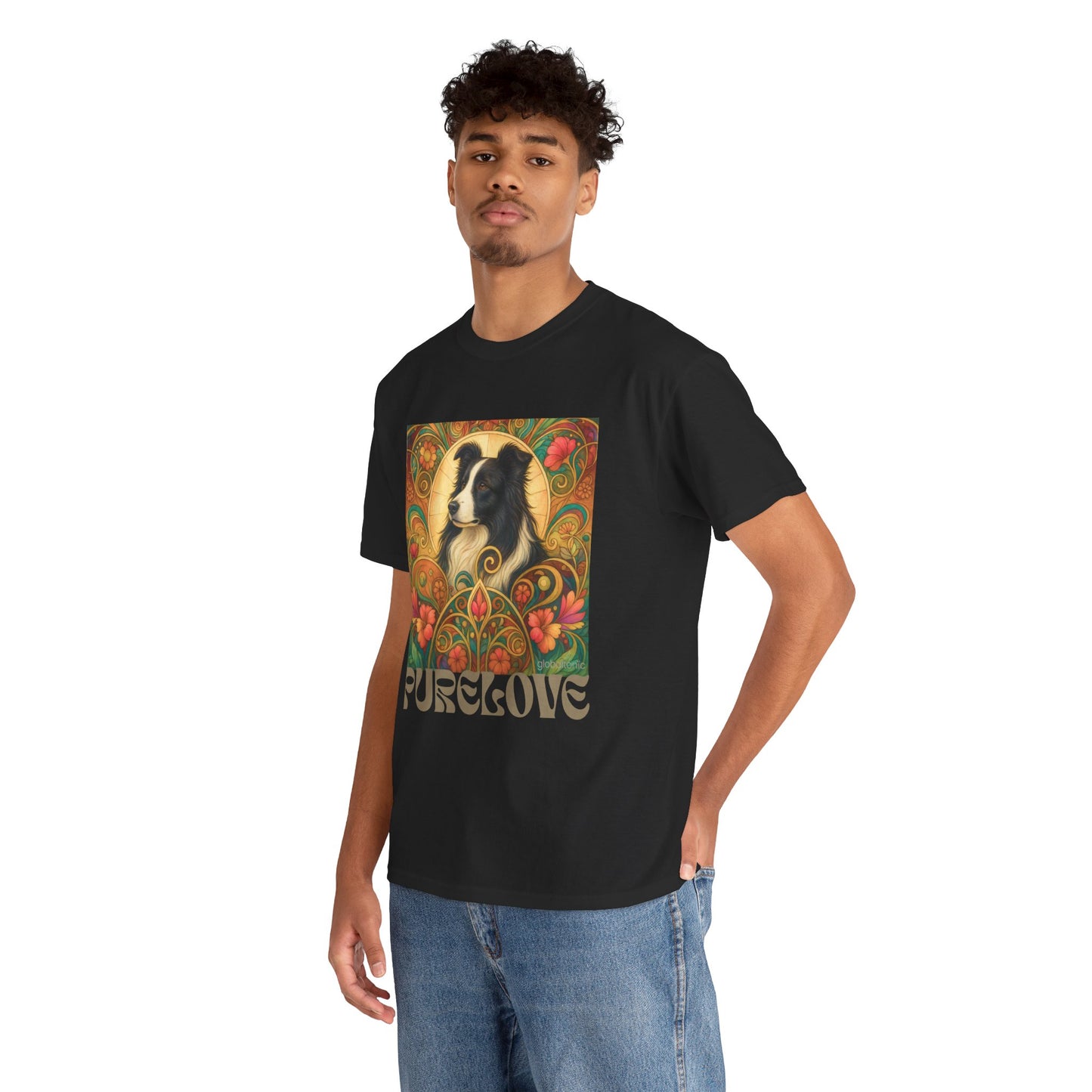 Border Collie (Black & White) Vintage Graphic T-Shirt – Unisex Cotton Tee for Dog Lovers