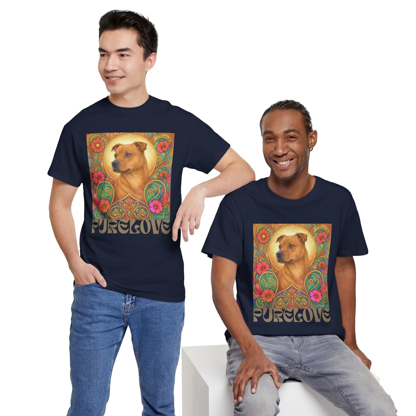 Staffy Tan Vintage Graphic T-Shirt – Unisex Cotton Tee for Dog Lovers