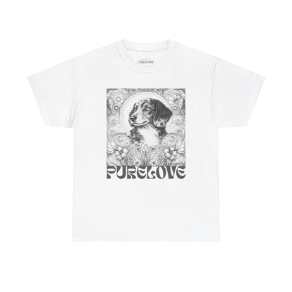 Dachshund Merle Wirehaired Vintage Unisex Cotton Tee for Dog Lovers (Black & White)