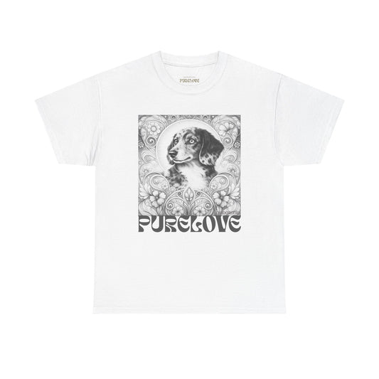 Dachshund Merle Wirehaired Vintage Unisex Cotton Tee for Dog Lovers (Black & White)