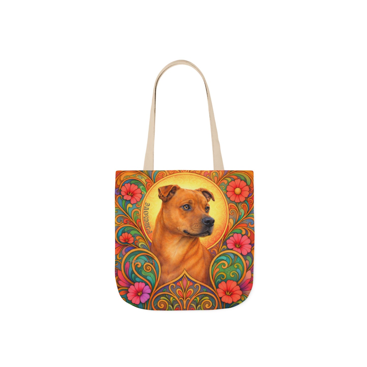 Staffy Tan All-Over Print Canvas Tote Bag – Colourful Artistic Dog Lover Gift