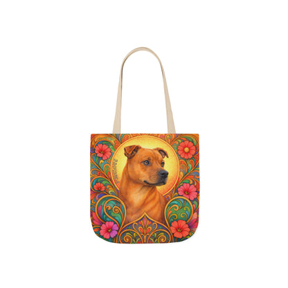 Staffy Tan All-Over Print Canvas Tote Bag – Colourful Artistic Dog Lover Gift