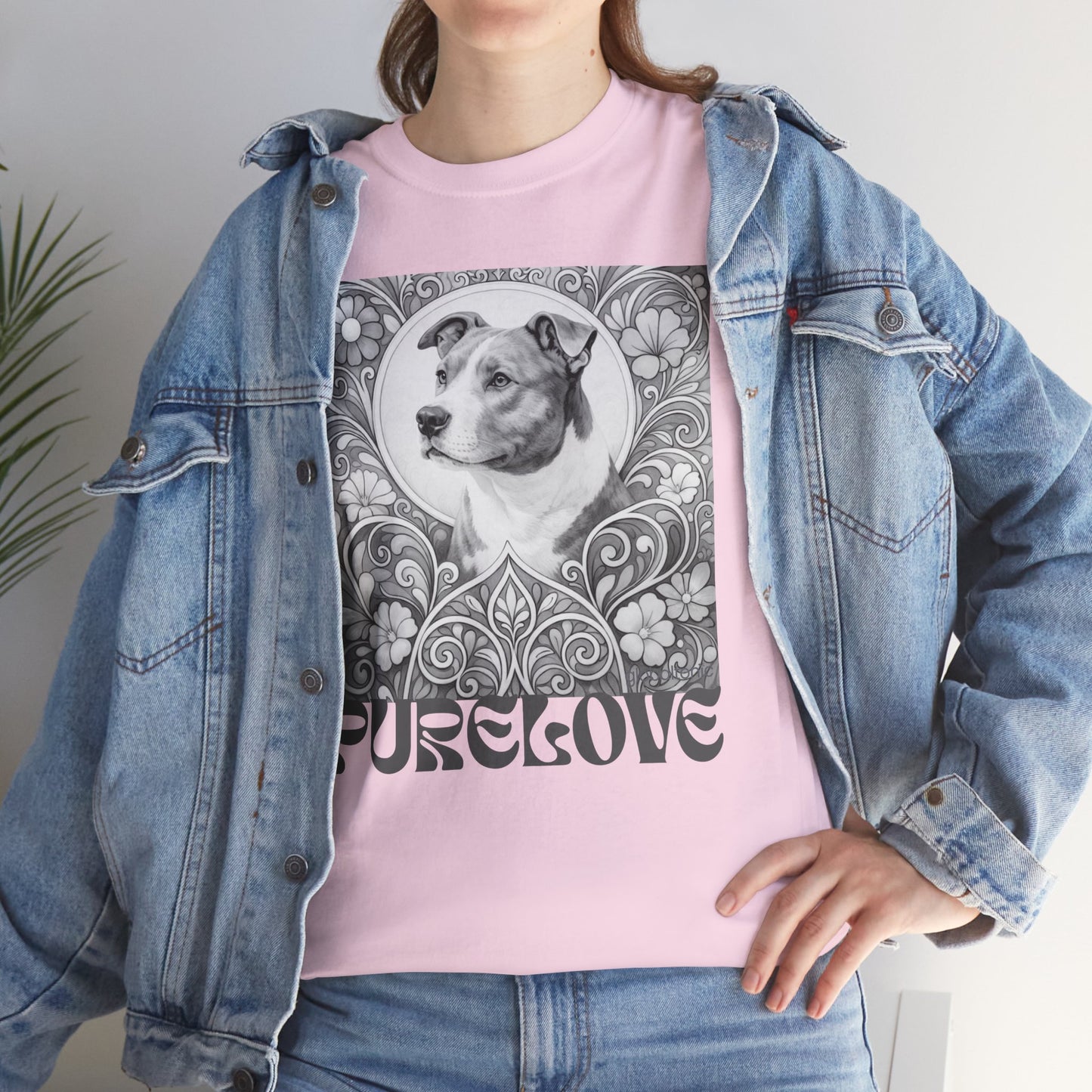 Staffy Grey & White Vintage Unisex Cotton Tee for Dog Lovers (Black & White T-Shirt)