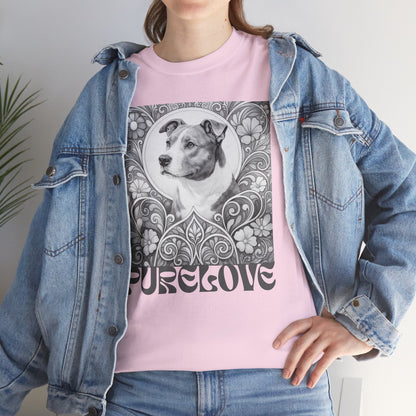 Staffy Grey & White Vintage Unisex Cotton Tee for Dog Lovers (Black & White T-Shirt)