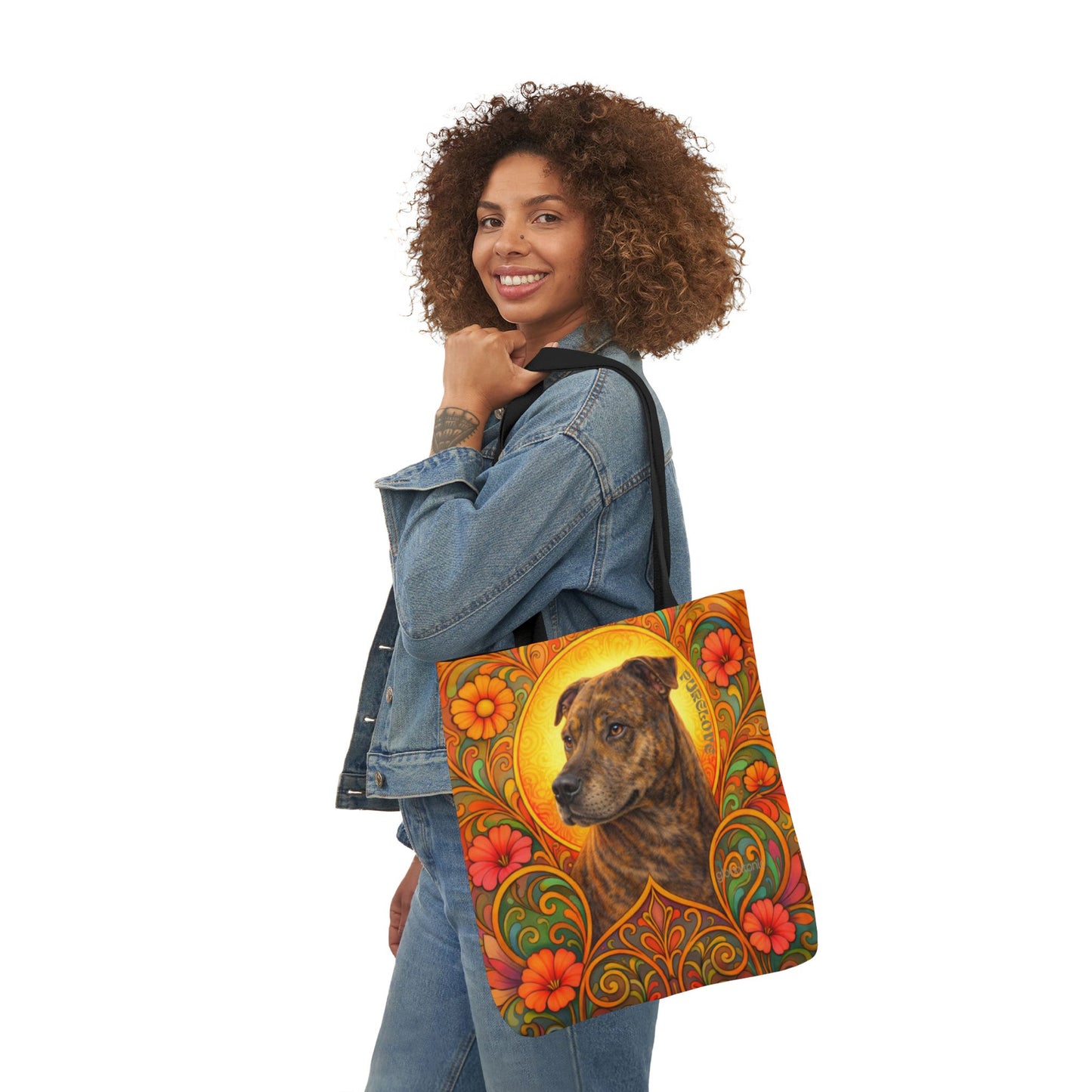 Staffy Brown All-Over Print Canvas Tote Bag – Colourful Artistic Dog Lover Gift