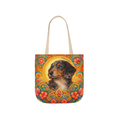 Dachshund Merle Wirehaired All-Over Print Canvas Tote Bag – Colourful Artistic Dog Lover Gift