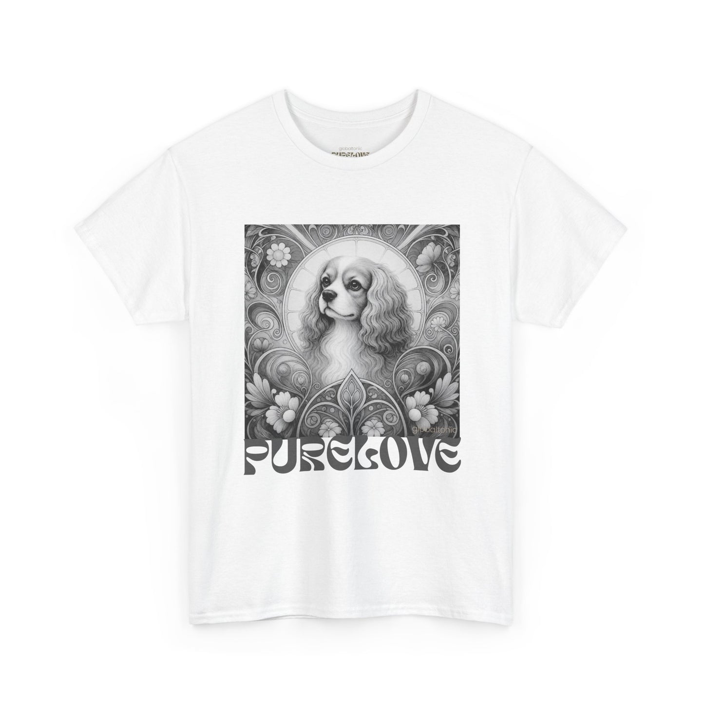 Cavalier King Charles Spaniel Vintage Unisex Cotton Tee for Dog Lovers (Black & White)