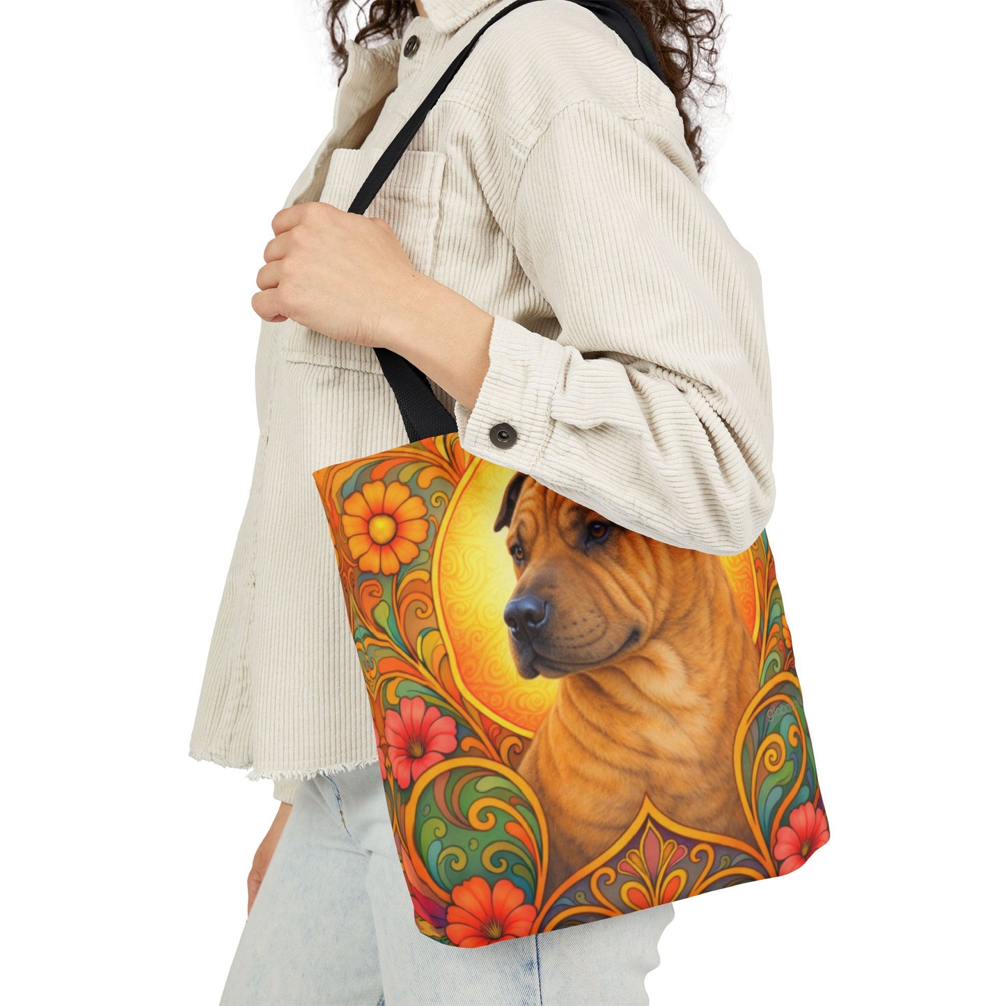 Shar Pei All-Over Print Canvas Tote Bag – Colourful Artistic Dog Lover Gift
