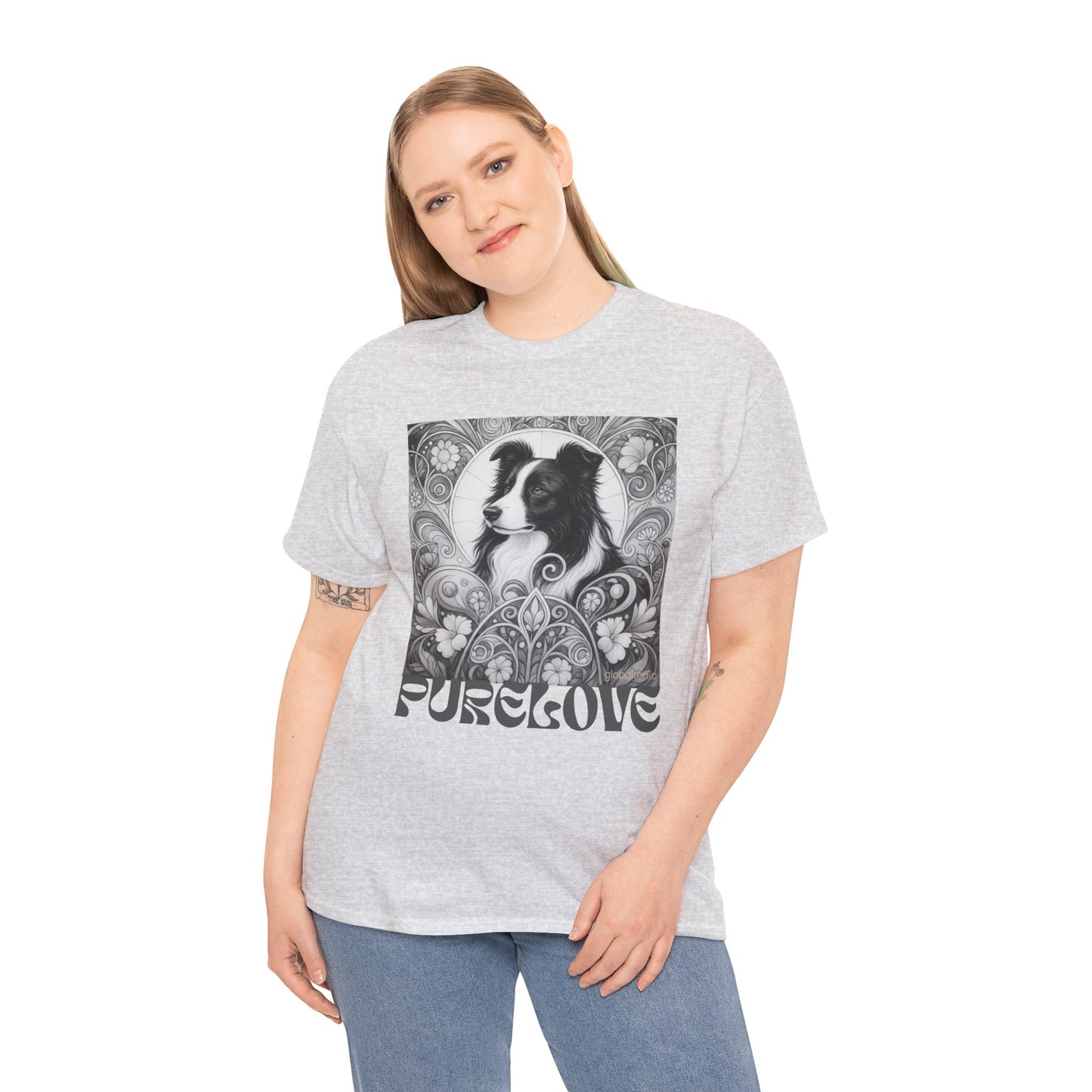 Border Collie Vintage Unisex Cotton Tee for Dog Lovers (Black & White)