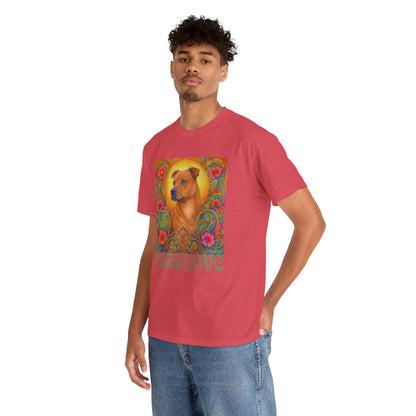 Staffy Tan Vintage Graphic T-Shirt – Unisex Cotton Tee for Dog Lovers