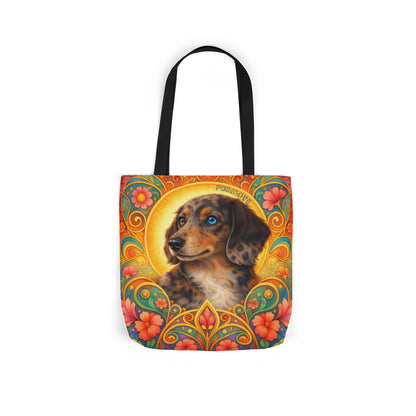 Dachshund Merle Wirehaired All-Over Print Canvas Tote Bag – Colourful Artistic Dog Lover Gift