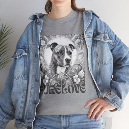 Staffy (Coco) Bull Terrier Vintage Unisex Cotton Tee for Dog Lovers (Black & White)