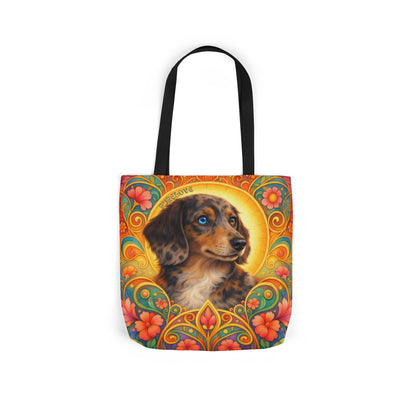 Dachshund Merle Wirehaired All-Over Print Canvas Tote Bag – Colourful Artistic Dog Lover Gift