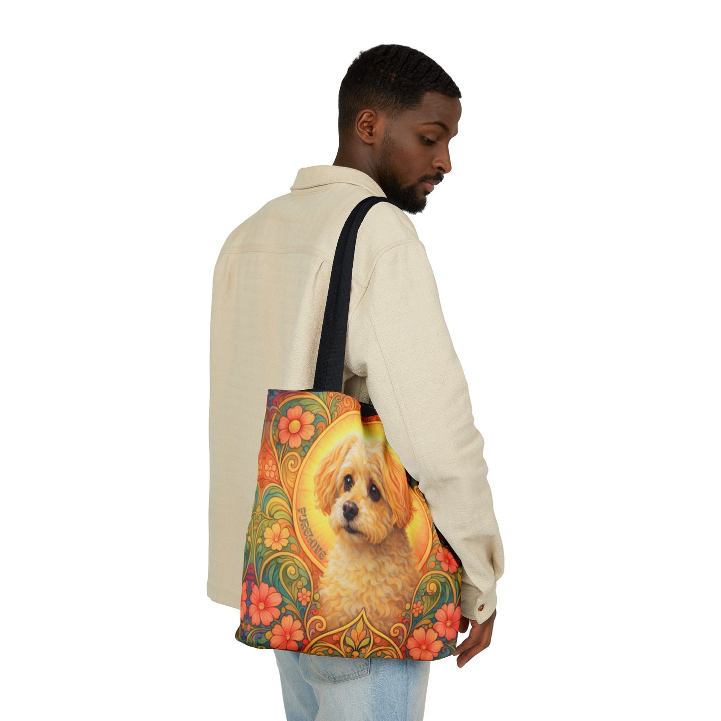 Foxypoo (Foodle) All-Over Print Canvas Tote Bag – Colourful Artistic Dog Lover Gift