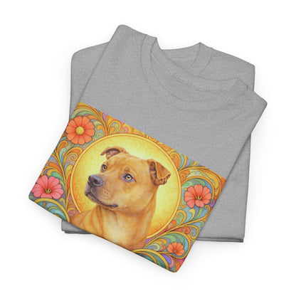 Staffy Tan Vintage Graphic T-Shirt – Unisex Cotton Tee for Dog Lovers