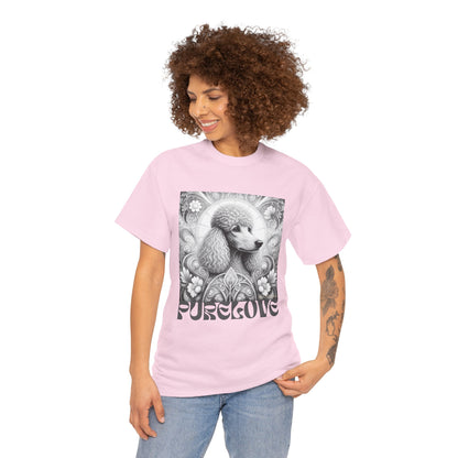 Poodle Grey Vintage Unisex Cotton Tee for Dog Lovers (Black & White)