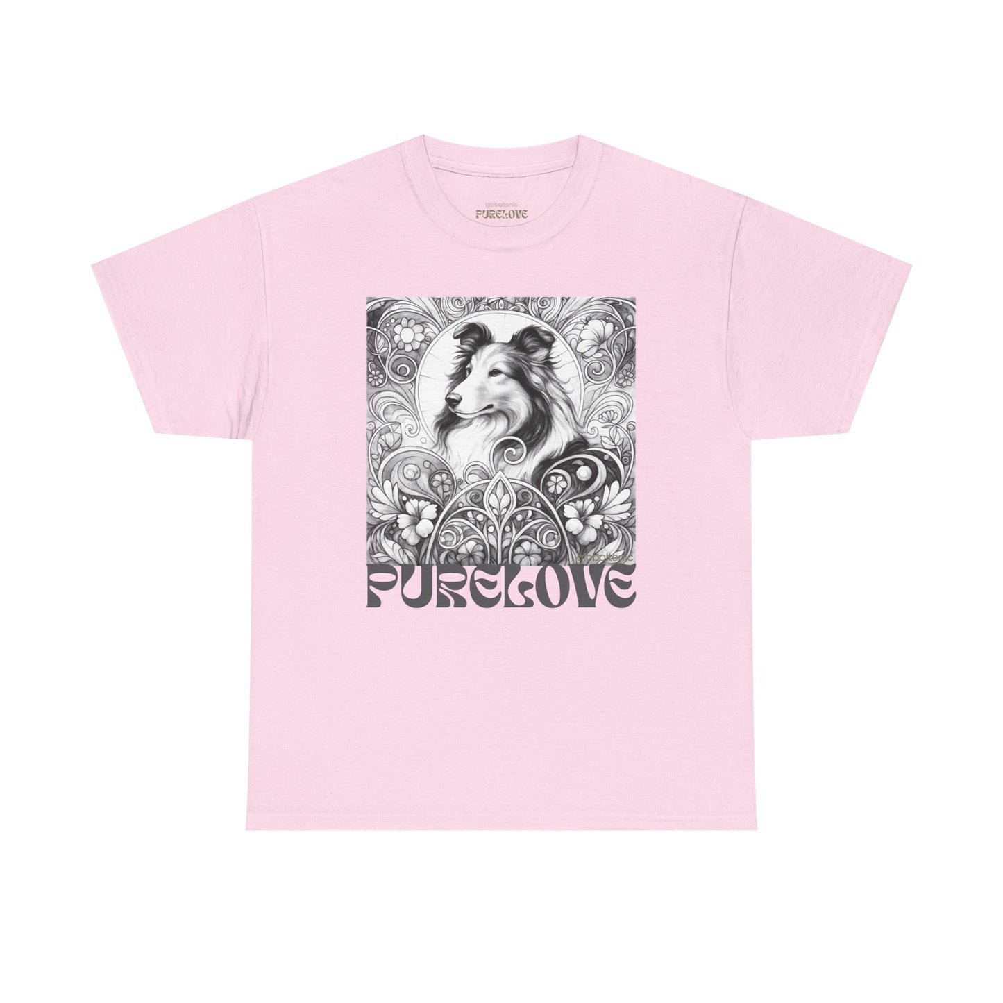 Collie Vintage Unisex Cotton Tee for Dog Lovers (Black & White)