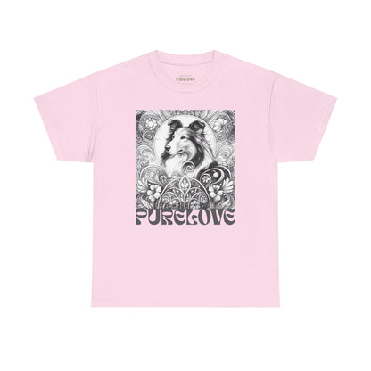 Collie Vintage Unisex Cotton Tee for Dog Lovers (Black & White)