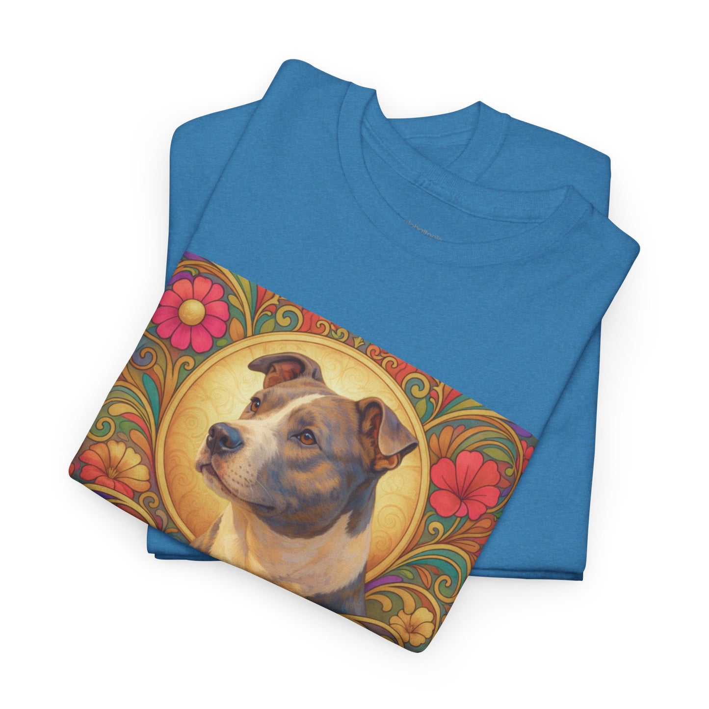Staffy Grey & White Vintage Graphic T-Shirt – Unisex Cotton Tee for Dog Lovers