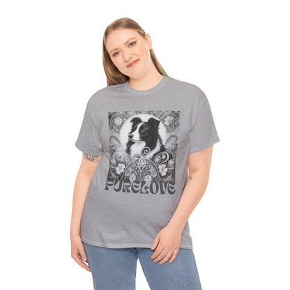 Border Collie Vintage Unisex Cotton Tee for Dog Lovers (Black & White)