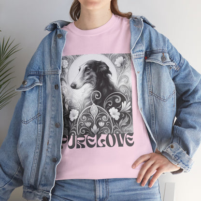 Borzoi Vintage Unisex Cotton Tee for Dog Lovers (Black & White)