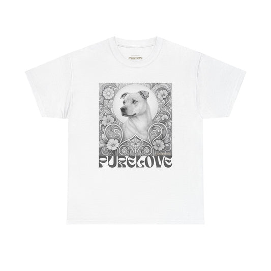Staffy Tan Vintage Graphic T-Shirt – Unisex Cotton Tee for Dog Lovers (Black & White)