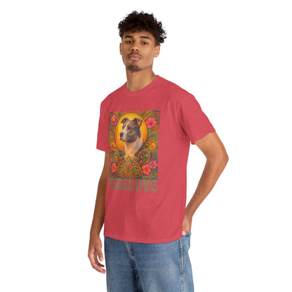 Staffy Grey & White Vintage Graphic T-Shirt – Unisex Cotton Tee for Dog Lovers