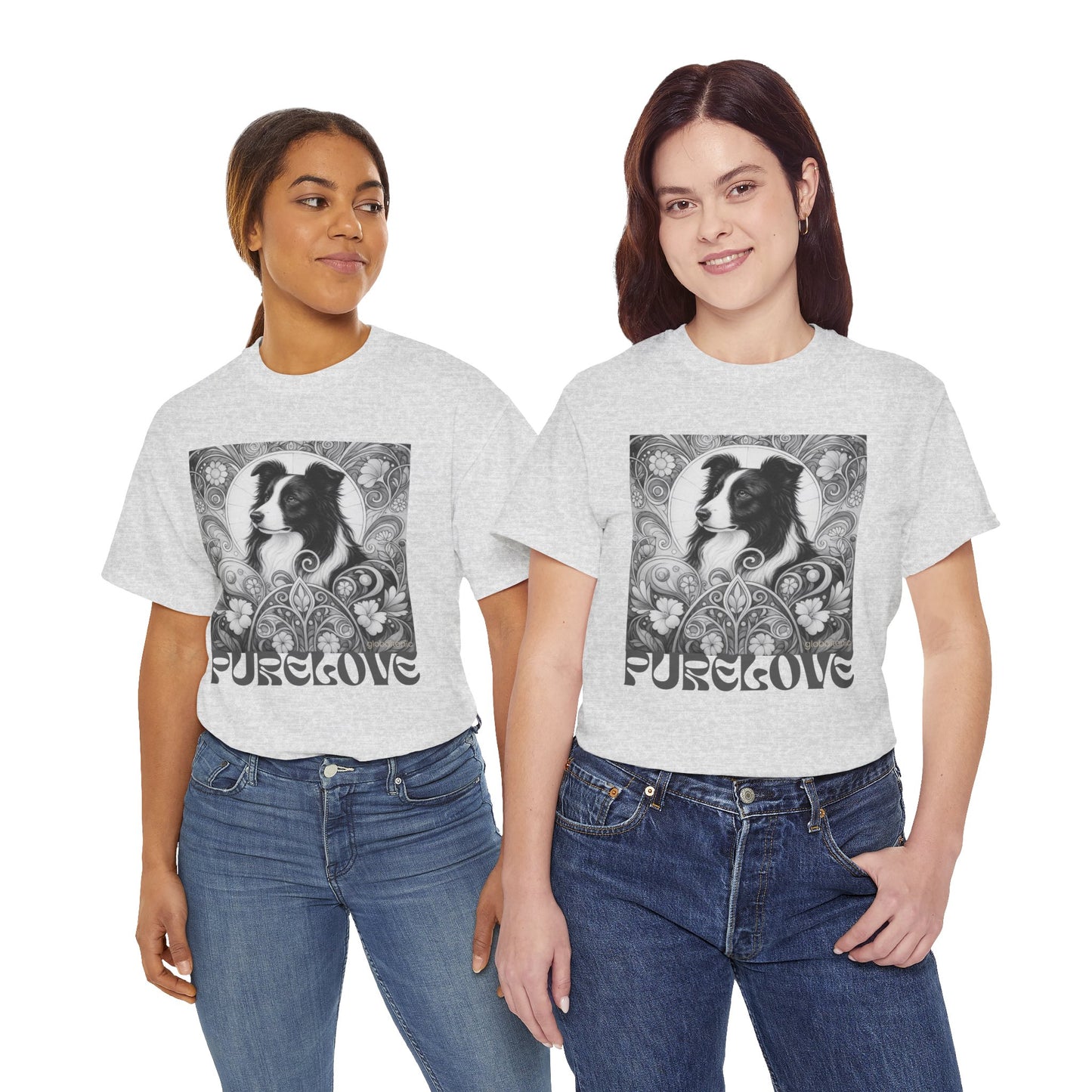 Border Collie Vintage Unisex Cotton Tee for Dog Lovers (Black & White)