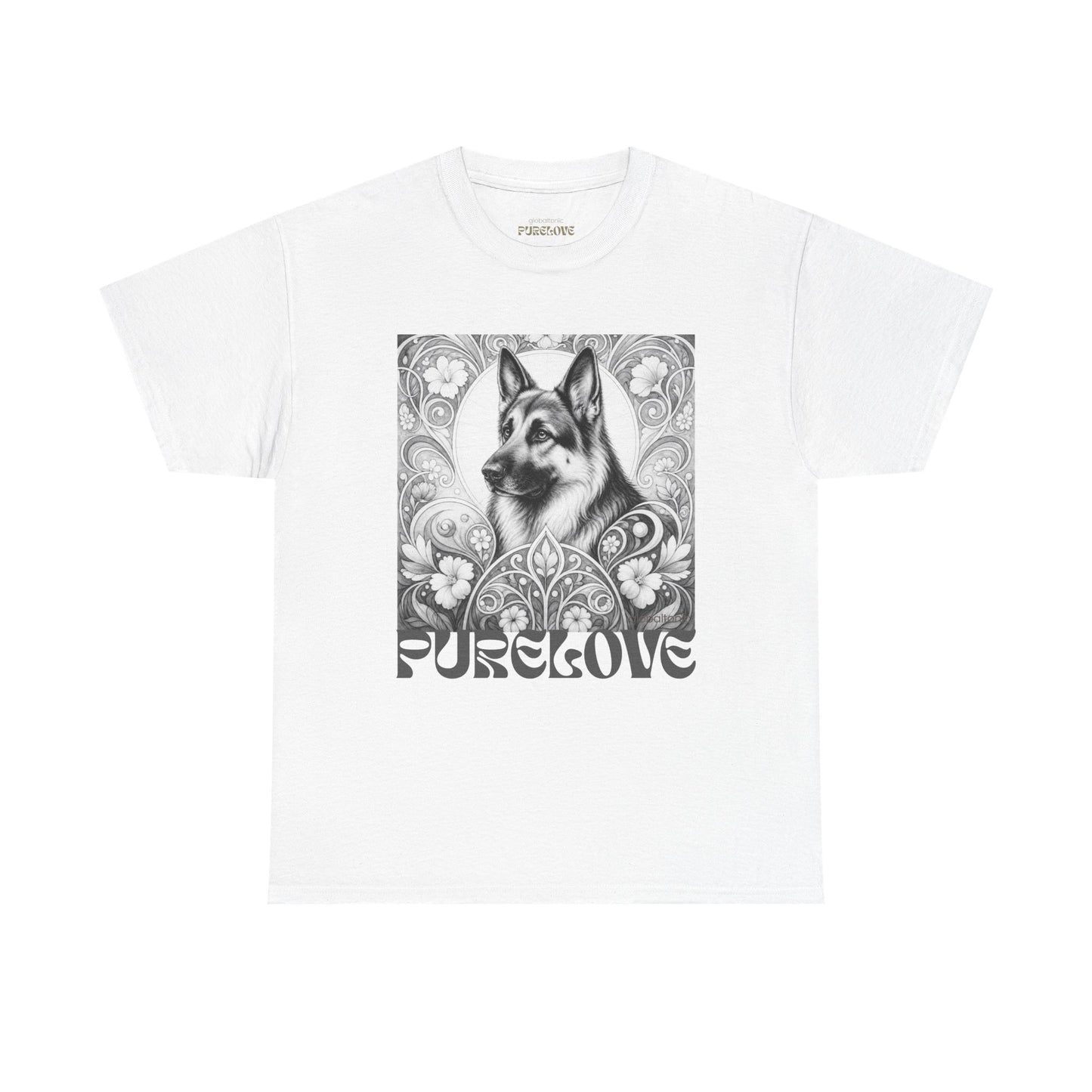 German Shepherd Vintage Unisex Cotton Tee for Dog Lovers  (Black & White)