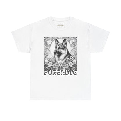German Shepherd Vintage Unisex Cotton Tee for Dog Lovers  (Black & White)