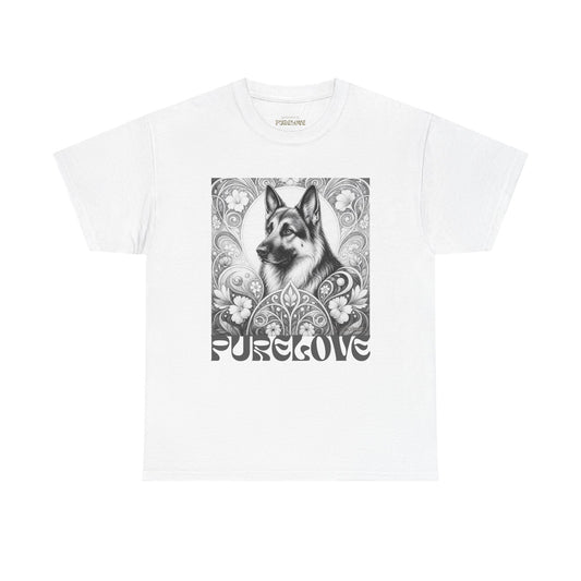 German Shepherd Vintage Unisex Cotton Tee for Dog Lovers  (Black & White)