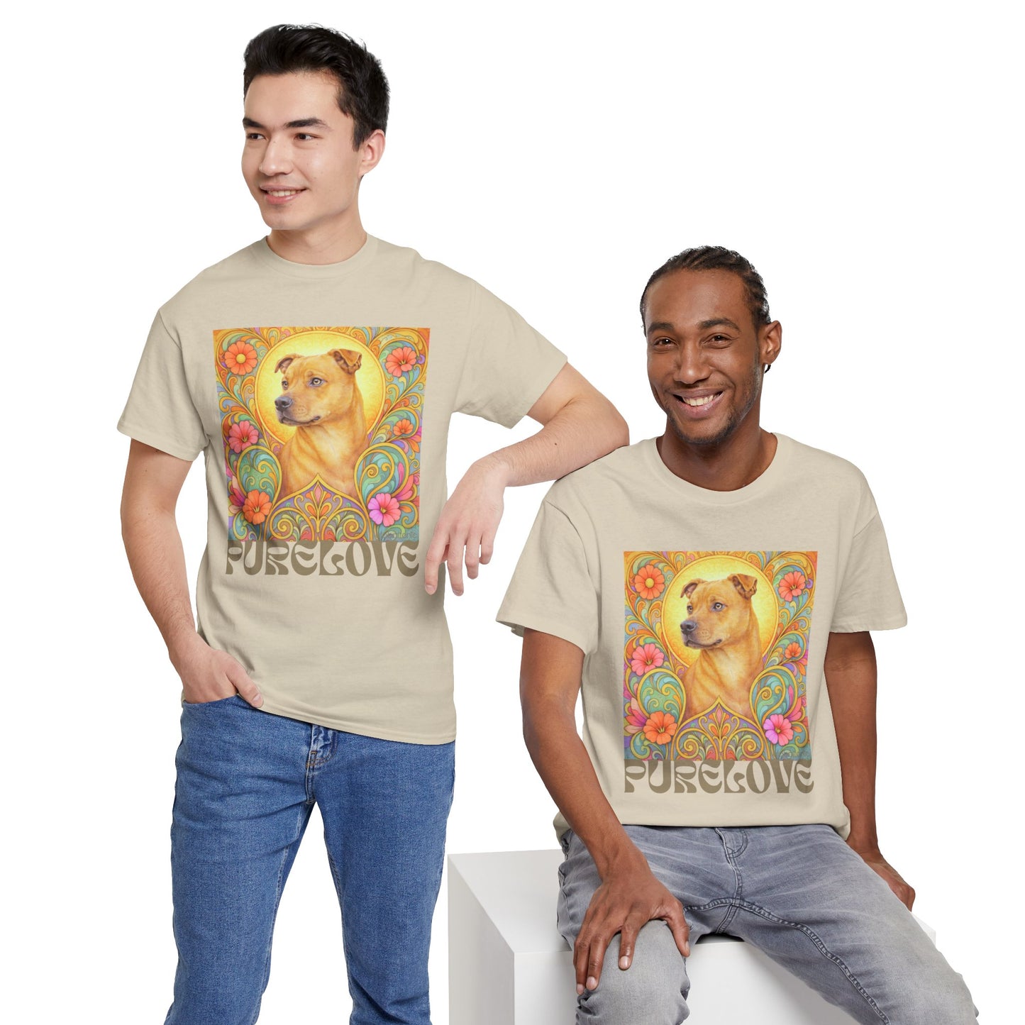 Staffy Tan Vintage Graphic T-Shirt – Unisex Cotton Tee for Dog Lovers