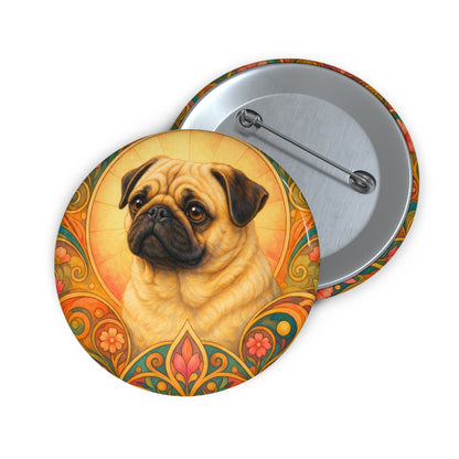 Pug Dog Pin Button - Vintage Design Gift for Dog Lovers & Pet Owners