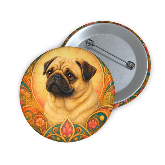 Pug Dog Pin Button - Vintage Design Gift for Dog Lovers & Pet Owners