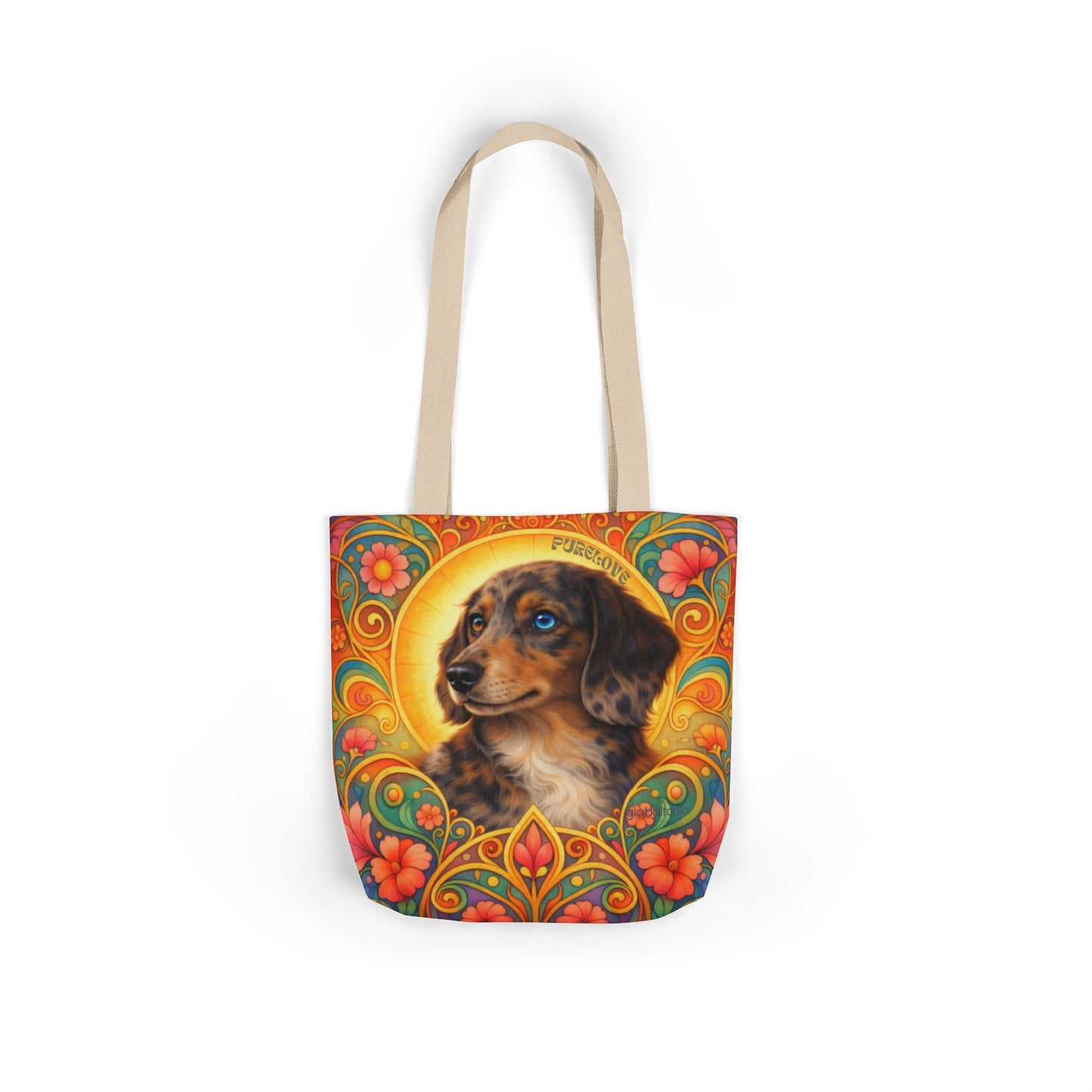 Dachshund Merle Wirehaired All-Over Print Canvas Tote Bag – Colourful Artistic Dog Lover Gift