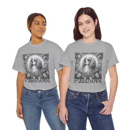 Cavalier King Charles Spaniel Vintage Unisex Cotton Tee for Dog Lovers (Black & White)