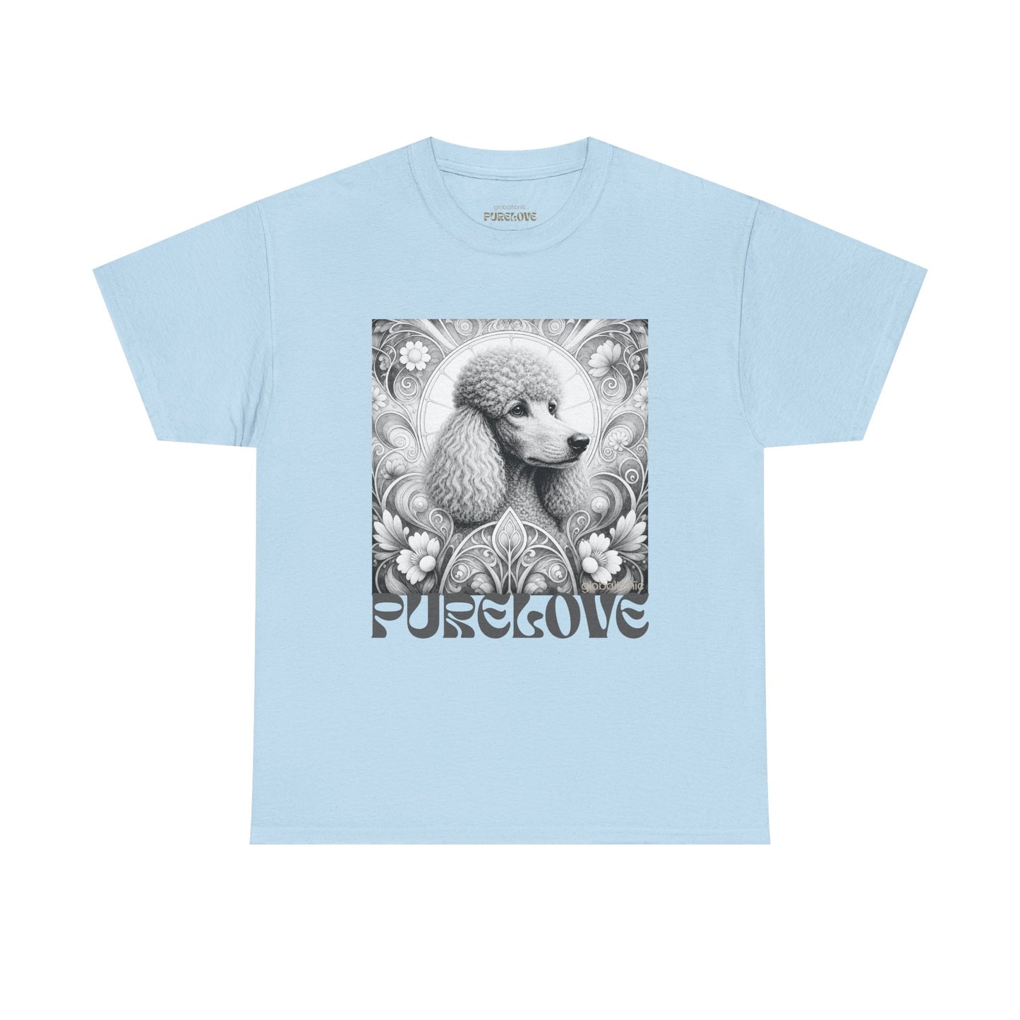 Poodle Grey Vintage Unisex Cotton Tee for Dog Lovers (Black & White)