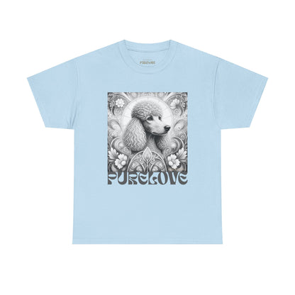 Poodle Grey Vintage Unisex Cotton Tee for Dog Lovers (Black & White)