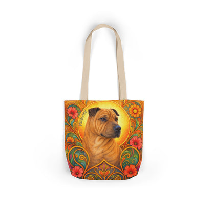 Shar Pei All-Over Print Canvas Tote Bag – Colourful Artistic Dog Lover Gift