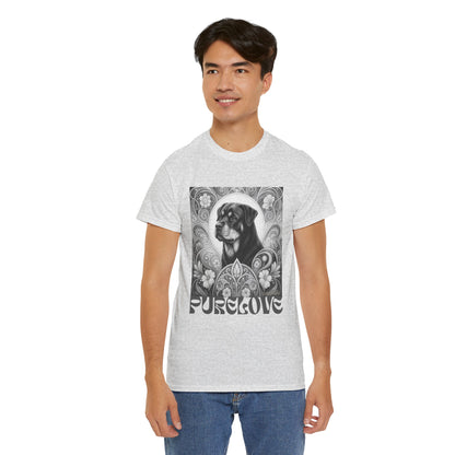 Rottweiler Buddha Vintage Unisex Cotton Tee for Dog Lovers (Black & White T-Shirt)