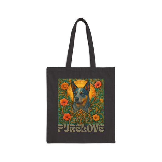 Australian Blue Heeler Vintage Dog-Lovers Cotton Canvas Tote Bag - Unique, Artistic, Durable
