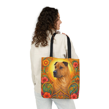 Shar Pei All-Over Print Canvas Tote Bag – Colourful Artistic Dog Lover Gift