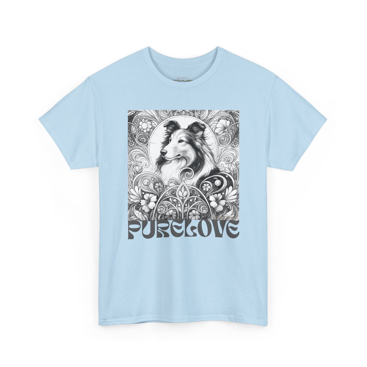 Collie Vintage Unisex Cotton Tee for Dog Lovers (Black & White)