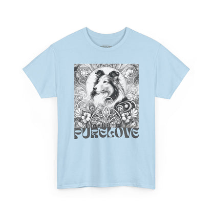 Collie Vintage Unisex Cotton Tee for Dog Lovers (Black & White)